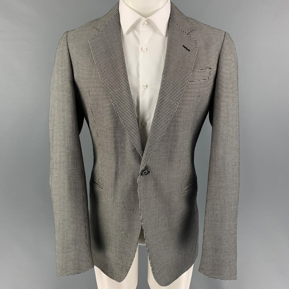 ARMANI COLLEZIONI Size 40 Black White Houndstooth Sport Coat